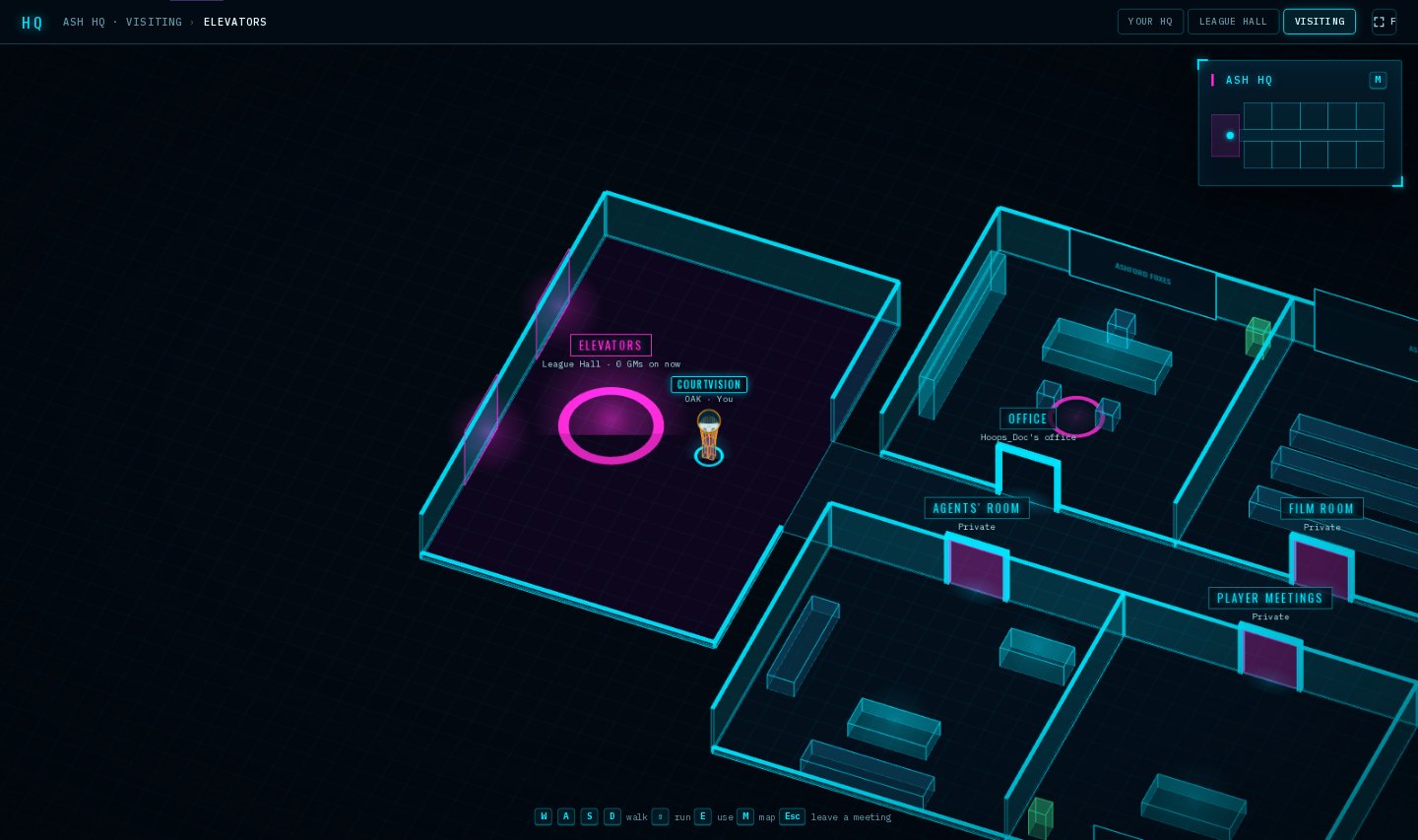 A guest arriving at another club's HQ: every door shut and marked Private except the host's office