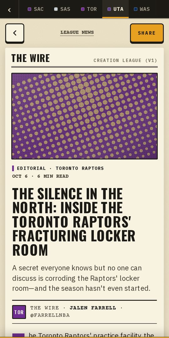 An editorial in The Wire, the league's paper, on a phone