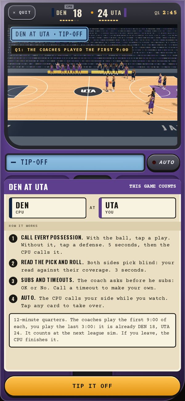 The intro card: who is calling each side and how the game works