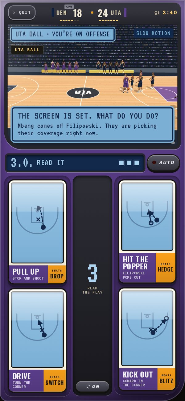 The read: four cards while the play runs in slow motion