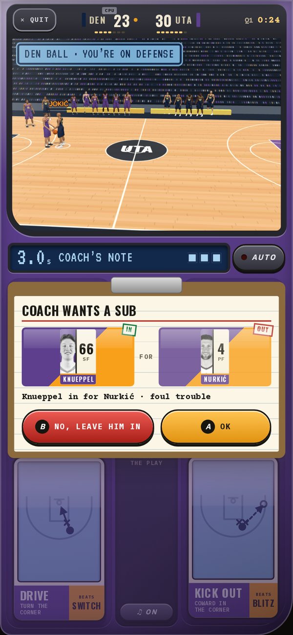 Coach wants a sub: OK or No